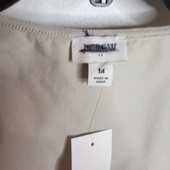 J.Crew $45 Cap-sleeve stretch cotton-blend squareneck tank top Stone Sz M CG020 - Picture 2 of 5